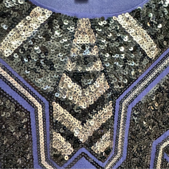 Express Art Deco Sequin Mini Dress Aztec Bodycon Blue Black Silver Size Large - Picture 4 of 14